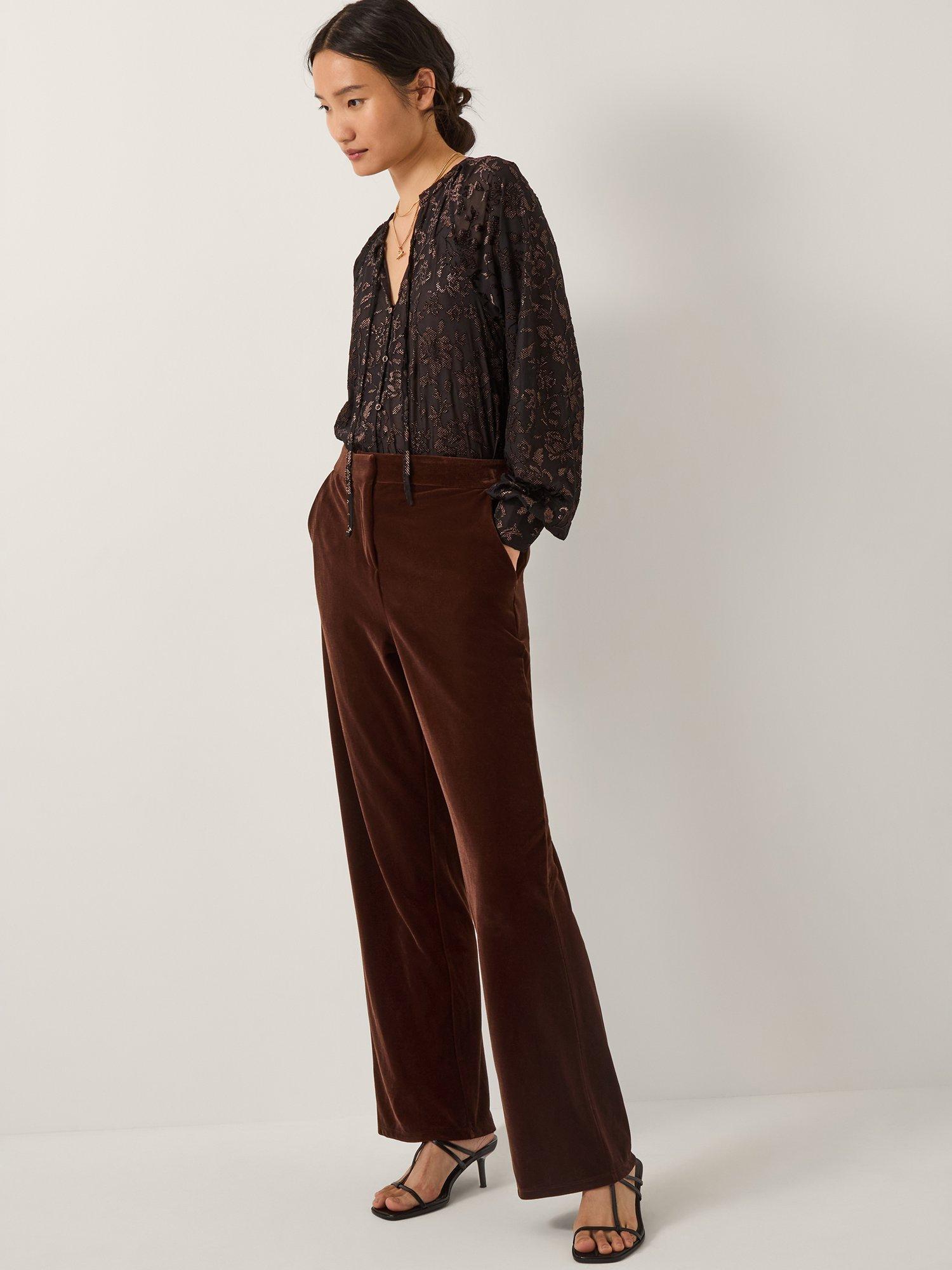 Product image 3 of 5, which shows Monsoon Mila Velvet Trousers, Copper, 12
