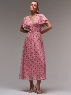 Jolie Moi Floral Angel Sleeve Chiffon Maxi Dress, Pink/Multi, Pink/Multi