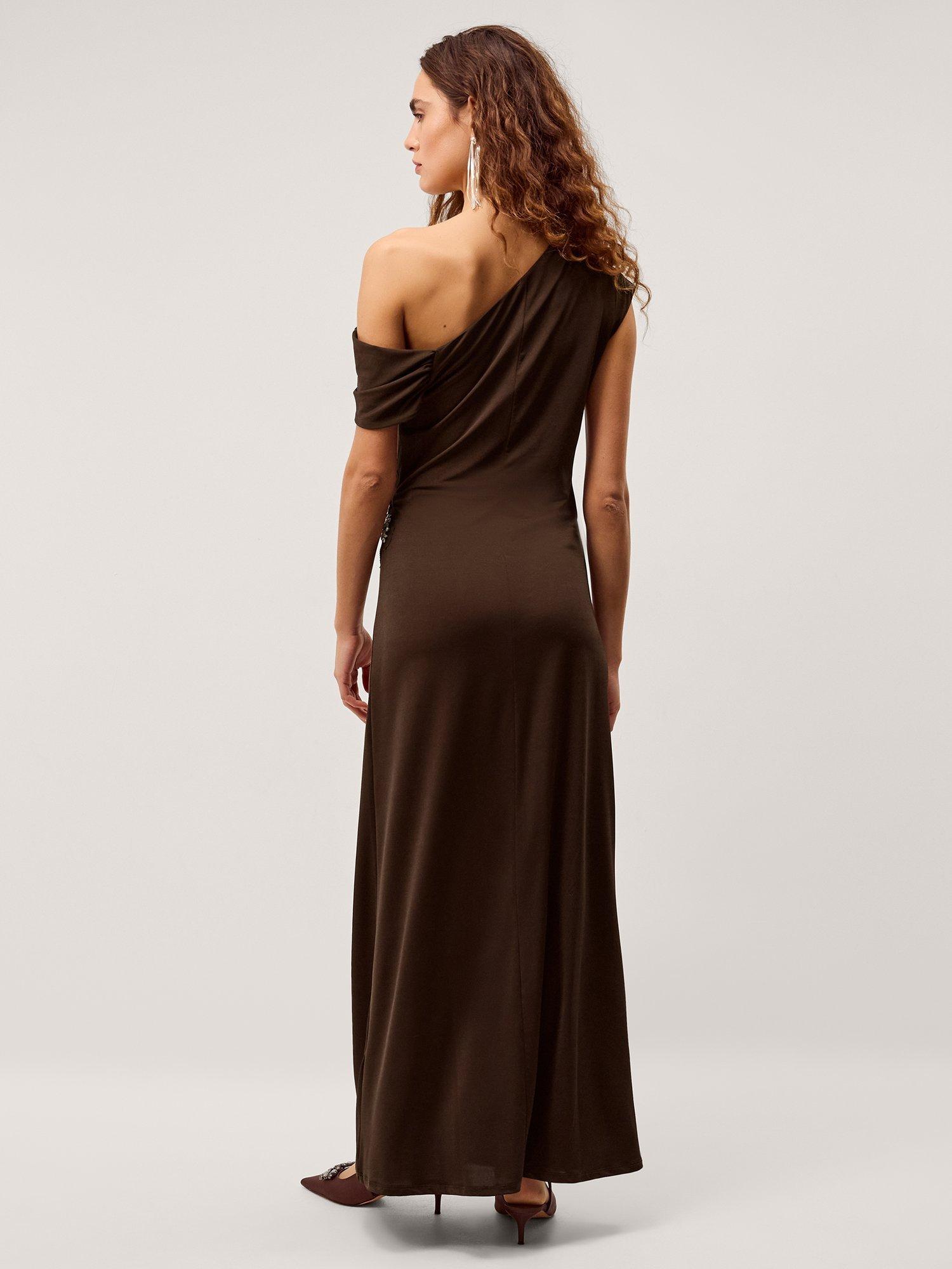 Product image 2 of 5, which shows Monsoon Trina Maxi Dress, Chocolate, 8
