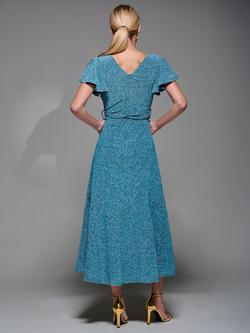 Jolie Moi Metallic Angel Sleeve Maxi Dress, Blue/Silver - view 2, Blue/Silver