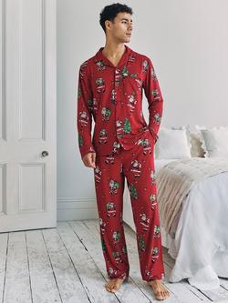 Chelsea Peers Christmas Santa Snowball Print Pyjama Set, Red, Red