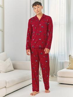 Chelsea Peers Cut Christmas Trees Pyjama Set, Red, Red