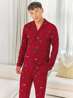 Chelsea Peers Cut Christmas Trees Pyjama Set, Red - view 2, Red