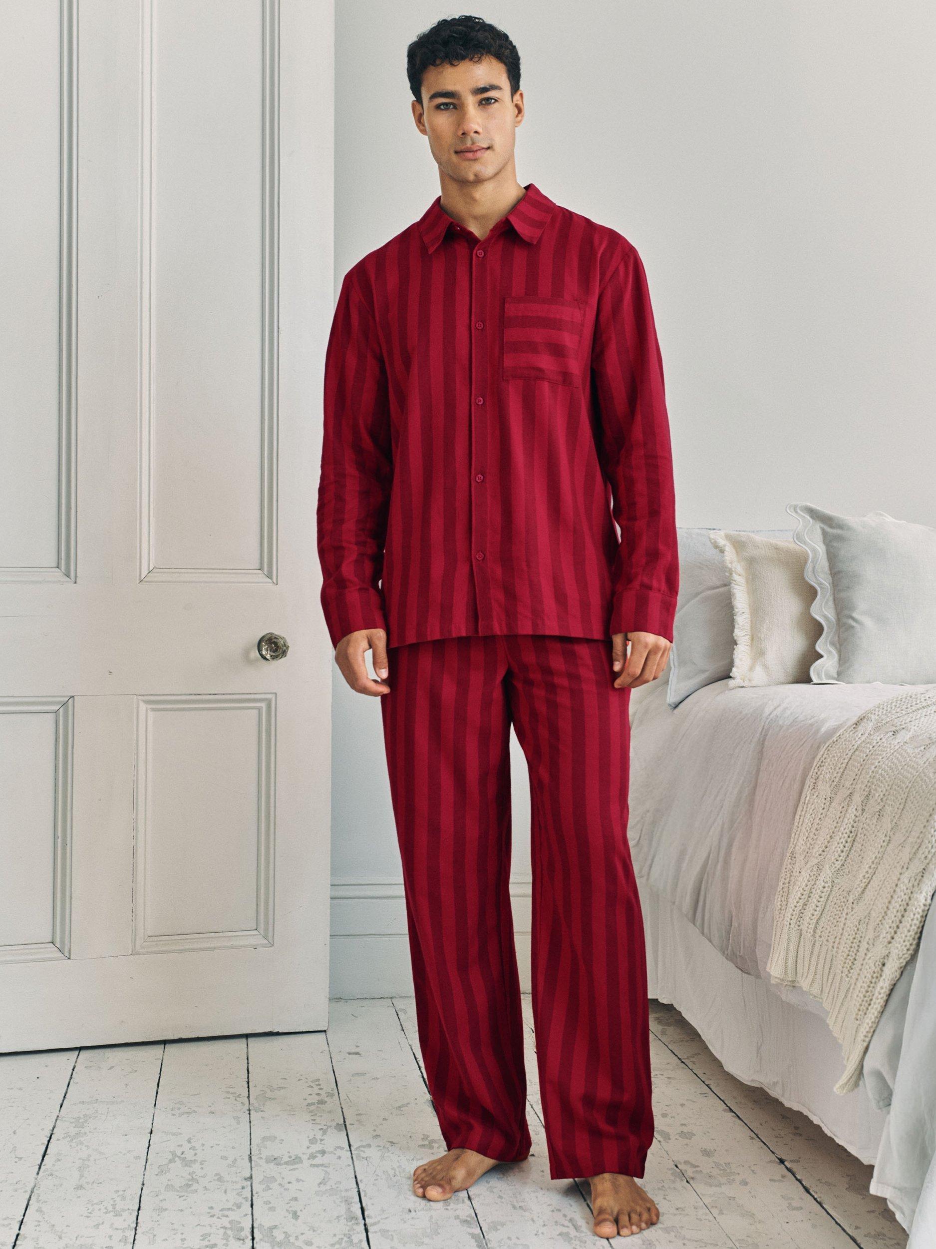 Product image 1 of 6, which shows Chelsea Peers Stripe Cotton Pyjama Set, Red, L
