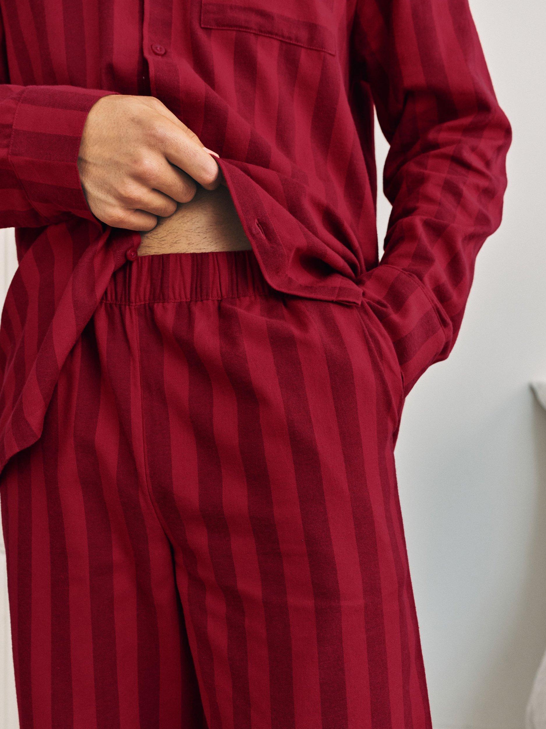 Product image 3 of 6, which shows Chelsea Peers Stripe Cotton Pyjama Set, Red, L
