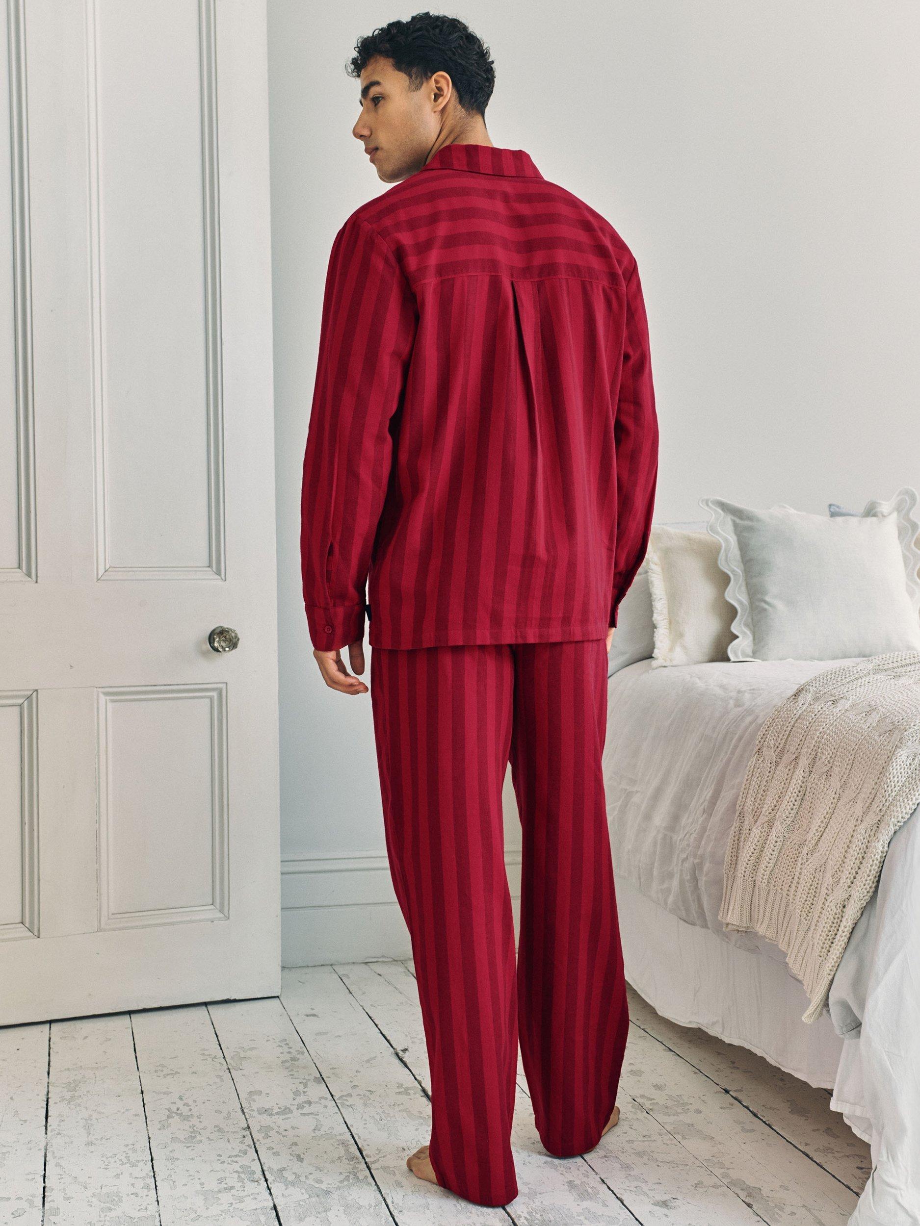 Product image 4 of 6, which shows Chelsea Peers Stripe Cotton Pyjama Set, Red, L