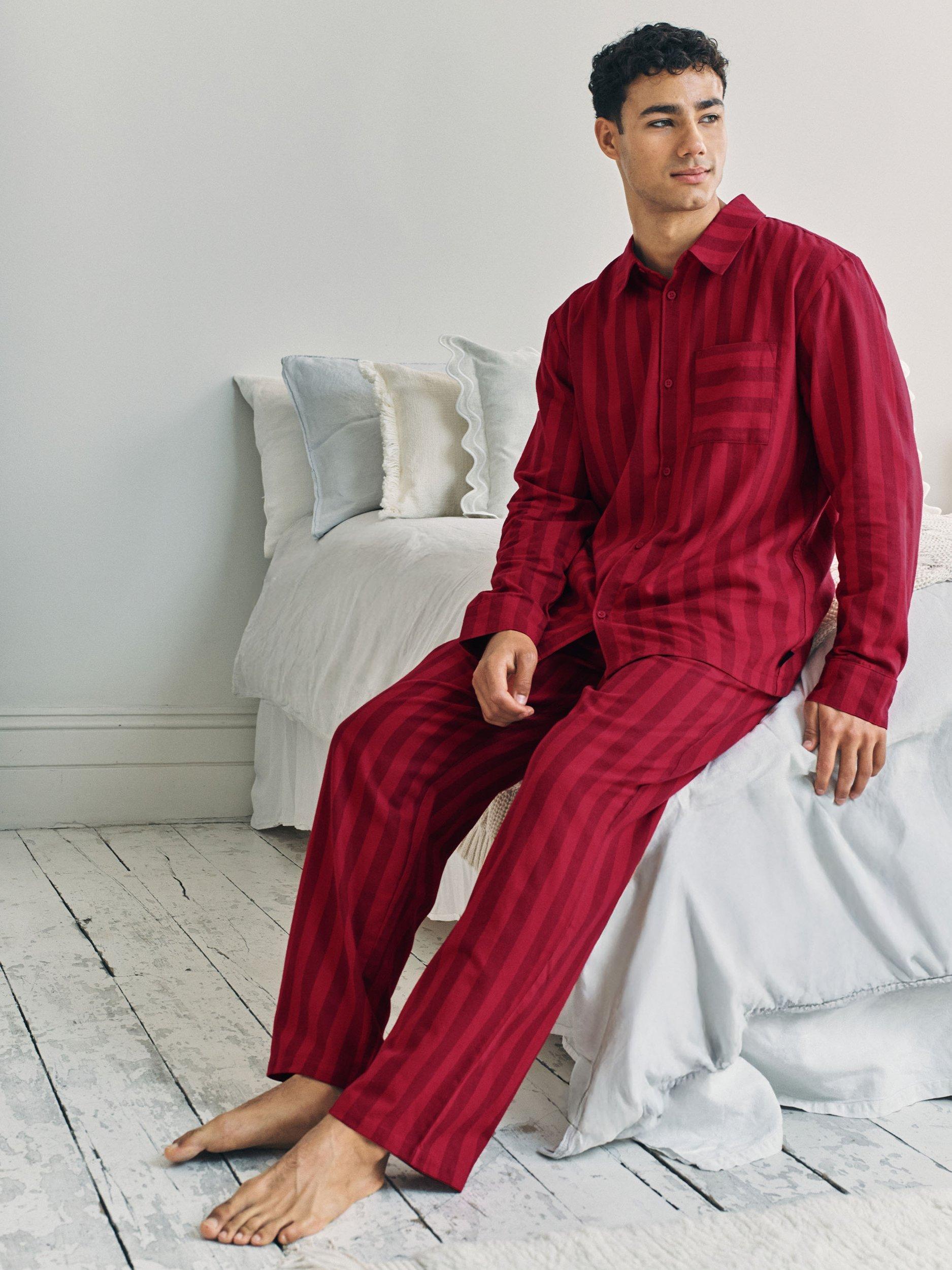 Product image 5 of 6, which shows Chelsea Peers Stripe Cotton Pyjama Set, Red, L