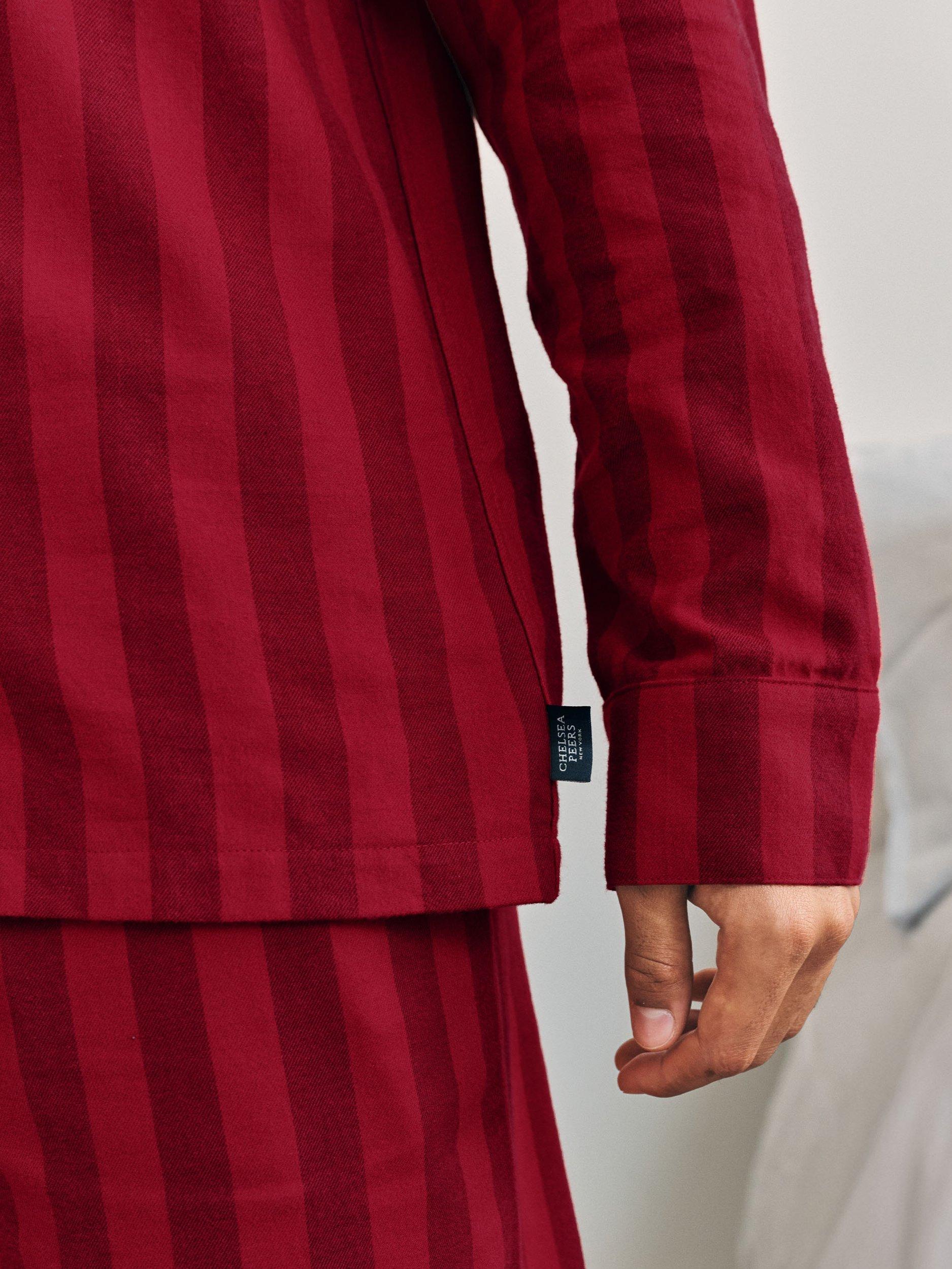 Product image 6 of 6, which shows Chelsea Peers Stripe Cotton Pyjama Set, Red, L