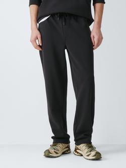 John Lewis Pique Cotton Blend Joggers, Black, Black