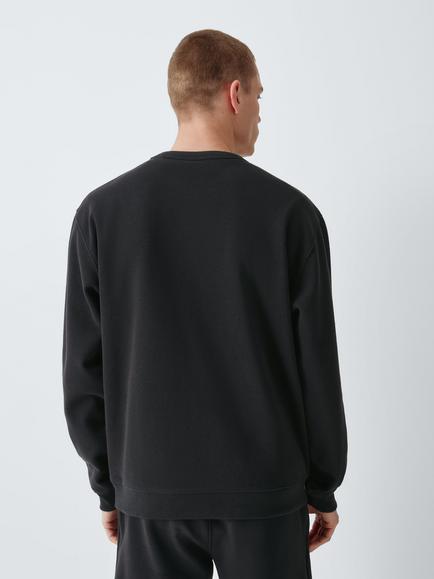 John Lewis Pique Cotton Blend Crew Neck Sweatshirt - view 2, Black