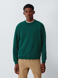 John Lewis Pique Cotton Blend Crew Neck Sweatshirt, Botanical Green