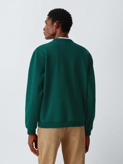 John Lewis Pique Cotton Blend Crew Neck Sweatshirt - view 2, Botanical Green