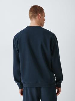 John Lewis Pique Cotton Blend Crew Neck Sweatshirt - view 2, Navy