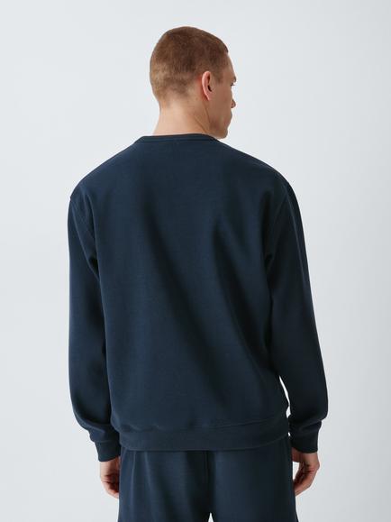 John Lewis Pique Cotton Blend Crew Neck Sweatshirt - view 2, Navy