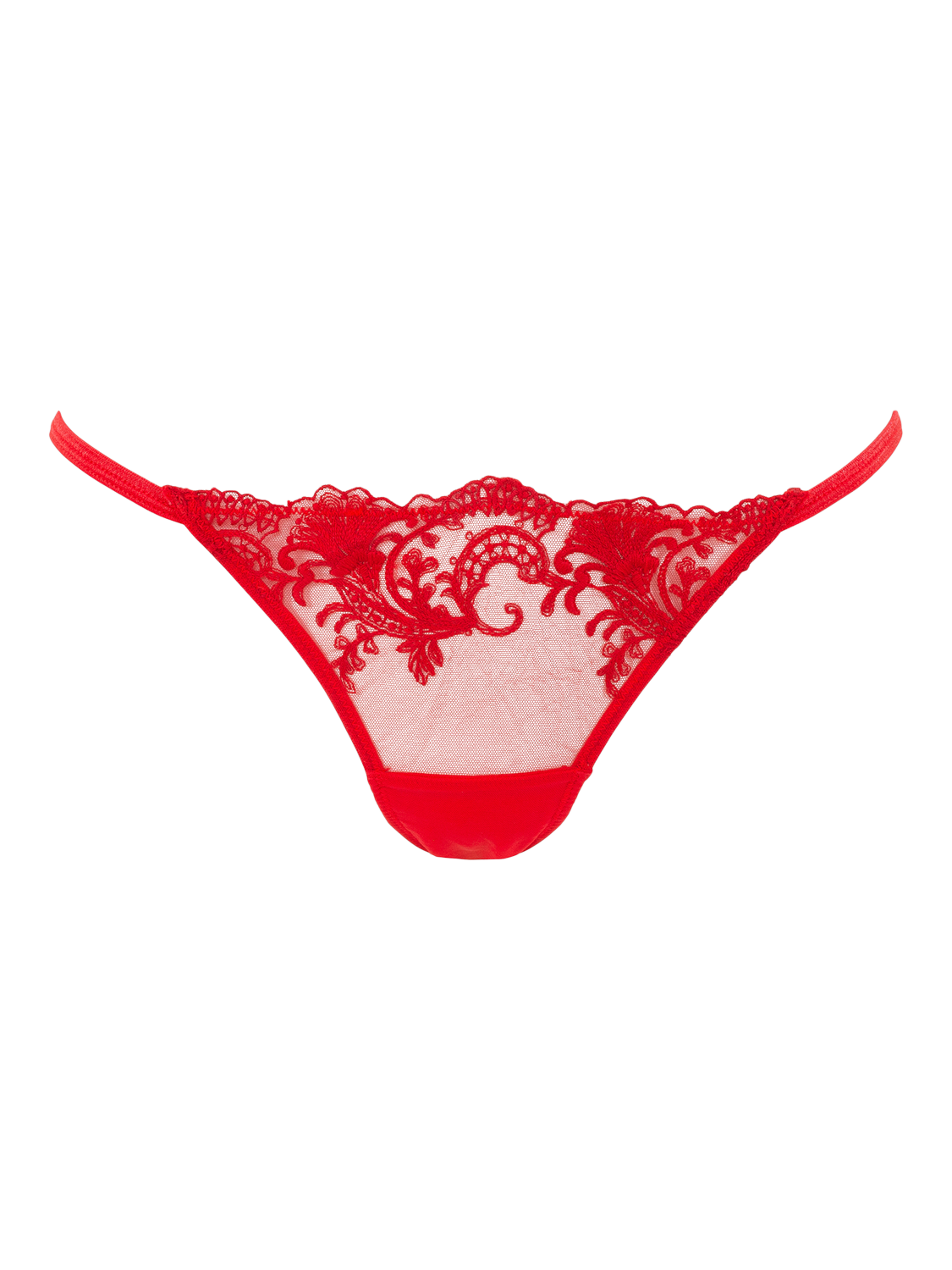 Product image 4 of 4, which shows Bluebella Marseille Lace Thong, Red, 8