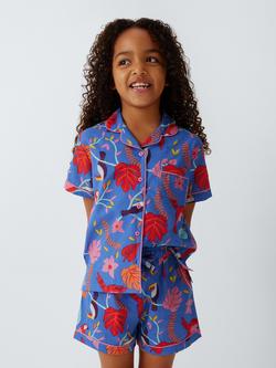 John Lewis Kids' Cockatiel Shortie Pyjamas, Blue Multi, Blue Multi