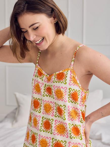 Chelsea Peers Sunshine Tile Camisole Short Pyjama Set, Off White - view 2, Off White
