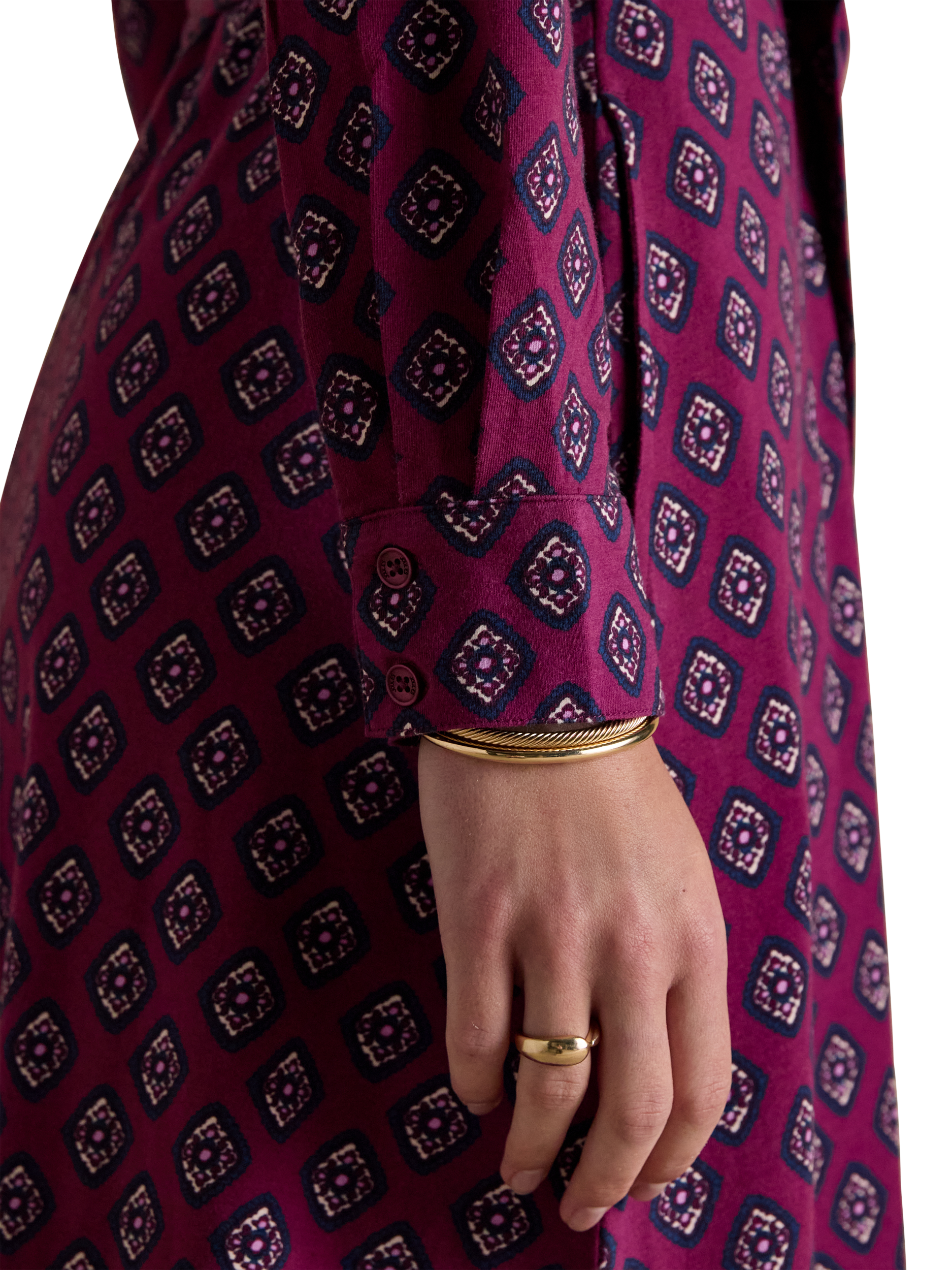 Product image 6 of 8, which shows Joules Geometric Jersey Shirt Dress, Multi, 8