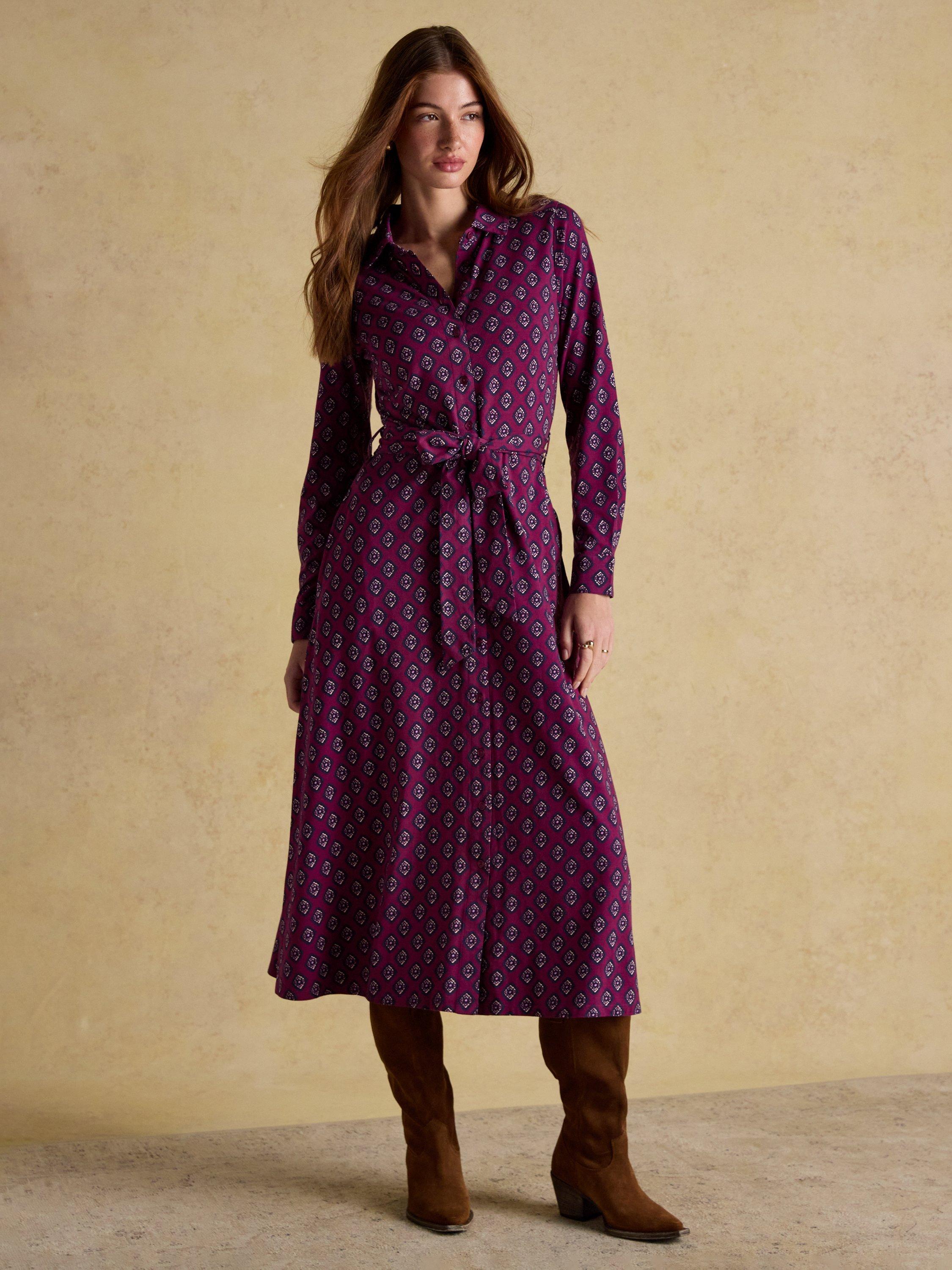 Product image 7 of 8, which shows Joules Geometric Jersey Shirt Dress, Multi, 8
