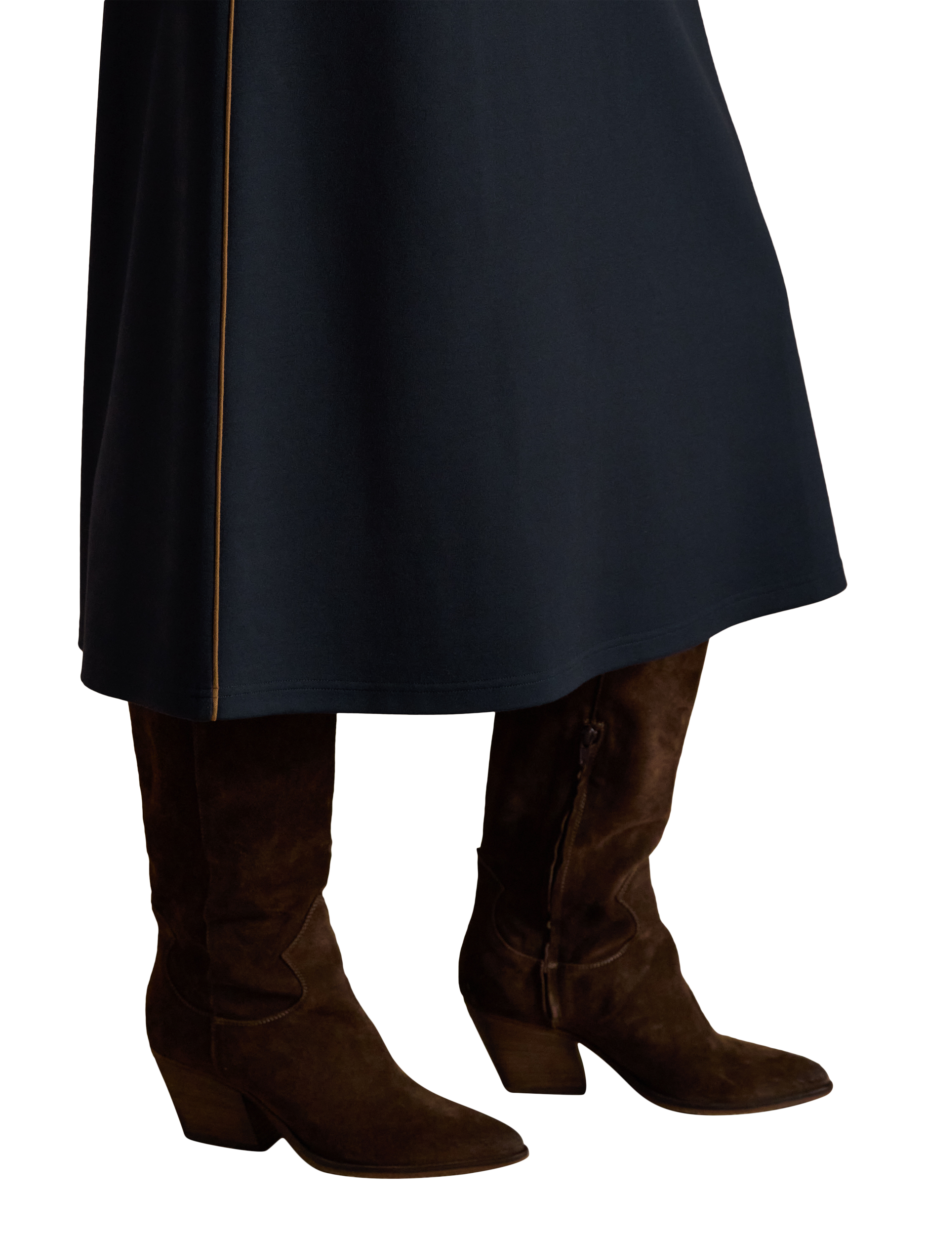 Product image 2 of 5, which shows Joules Ponte Polo Zip Midi Dress, Navy, 6