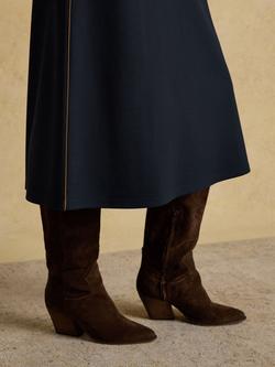 Joules Ponte Polo Zip Midi Dress, Navy - view 2, Navy