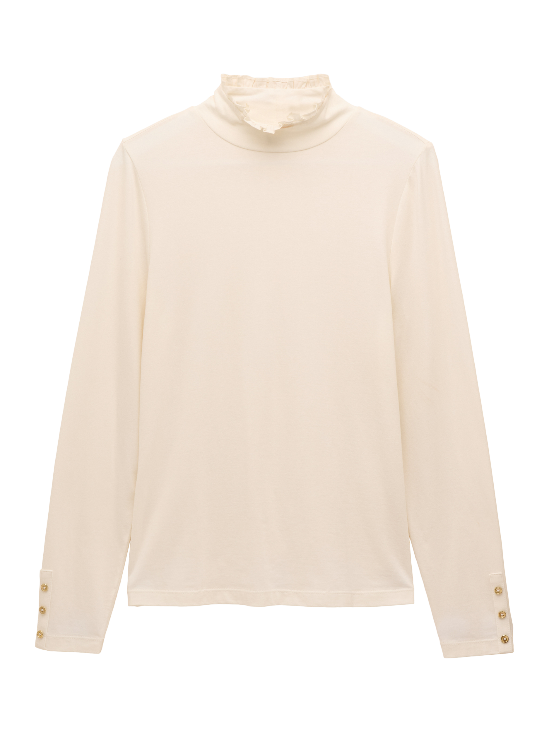 Product image 6 of 6, which shows Joules Frill Neck Long Sleeve Top, Cream, 6