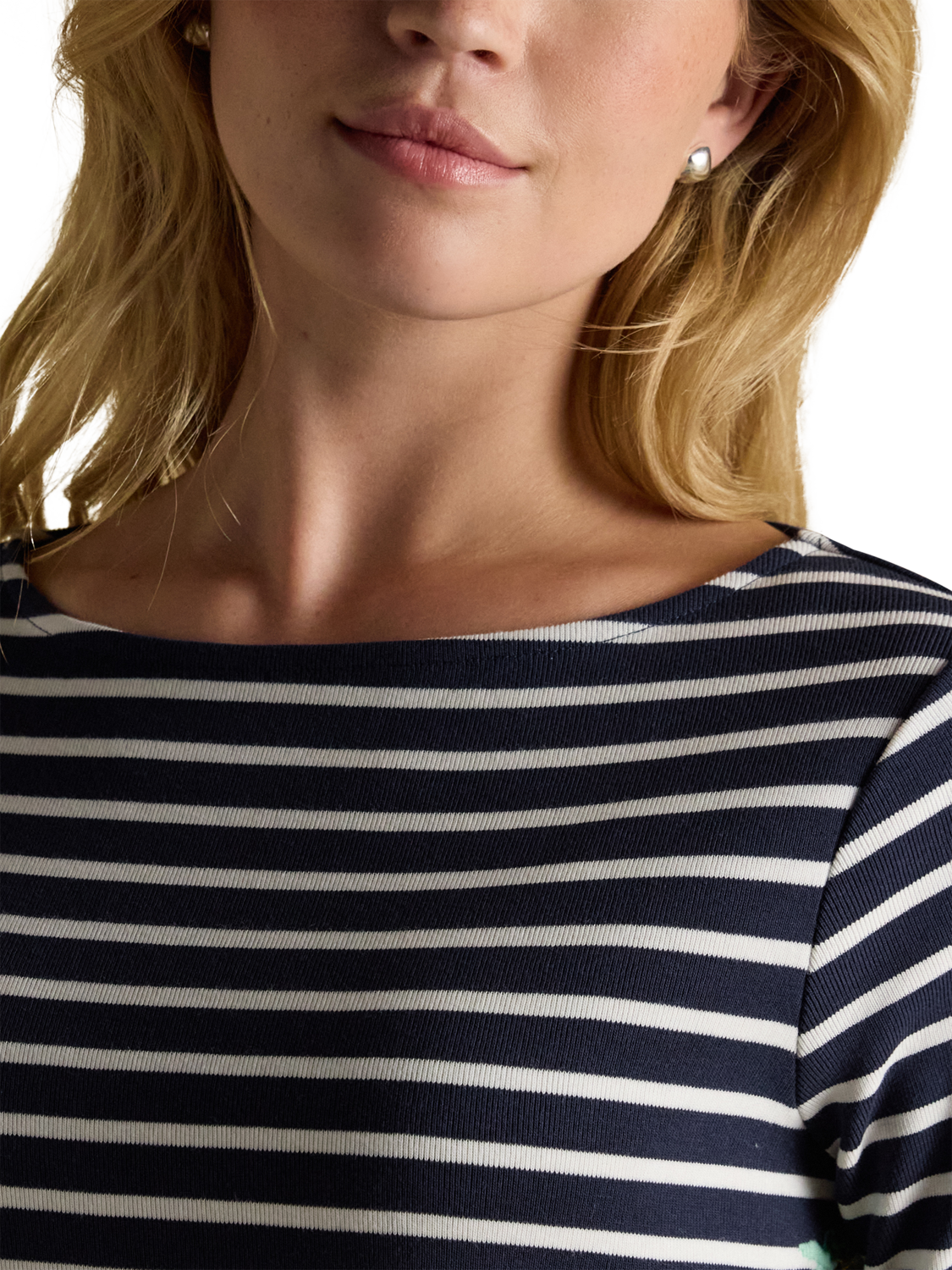 Product image 5 of 8, which shows Joules Harbour Breton Stripe Christmas Top, Navy/Multi, 6