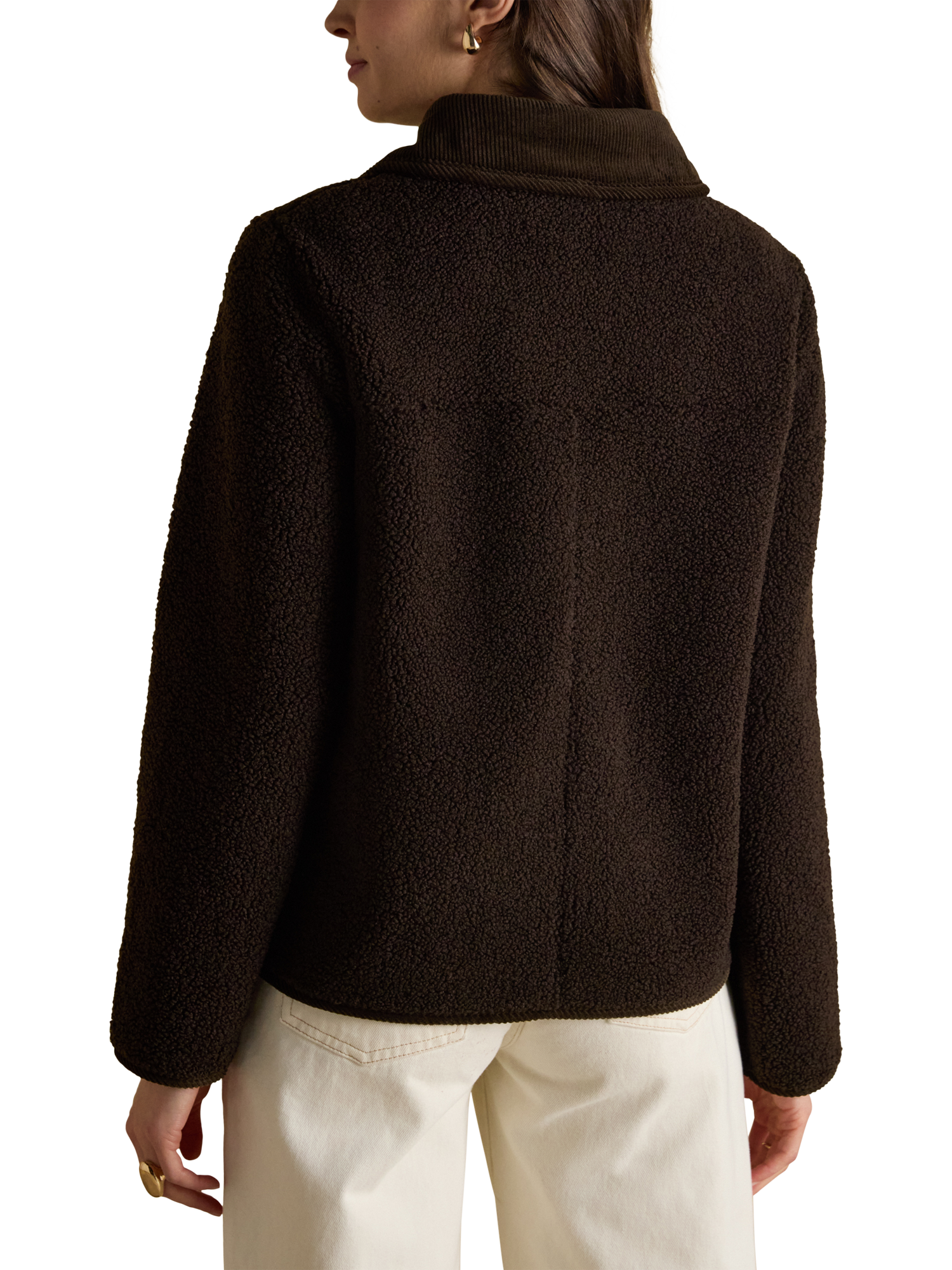 Product image 2 of 7, which shows Joules Textured Fleece Jacket, Hot Fudge, 6