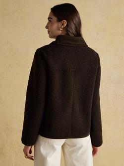 Joules Textured Fleece Jacket, Hot Fudge - view 2, Hot Fudge