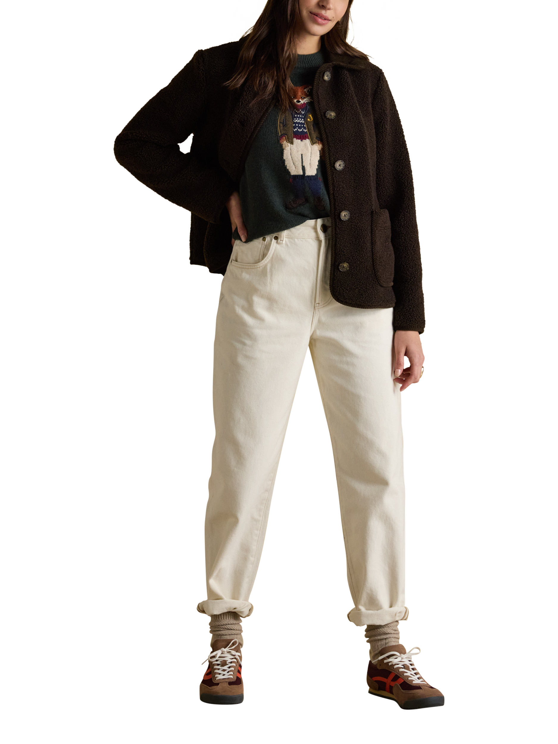 Product image 5 of 7, which shows Joules Textured Fleece Jacket, Hot Fudge, 6