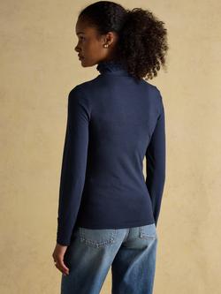 Joules Frill Neck Long Sleeve Top - view 2, Navy