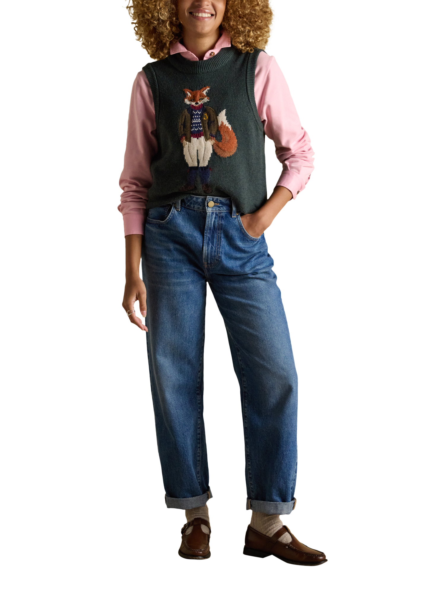 Product image 3 of 10, which shows Joules Long Sleeve Jersey Deck Shirt, Pink, 6