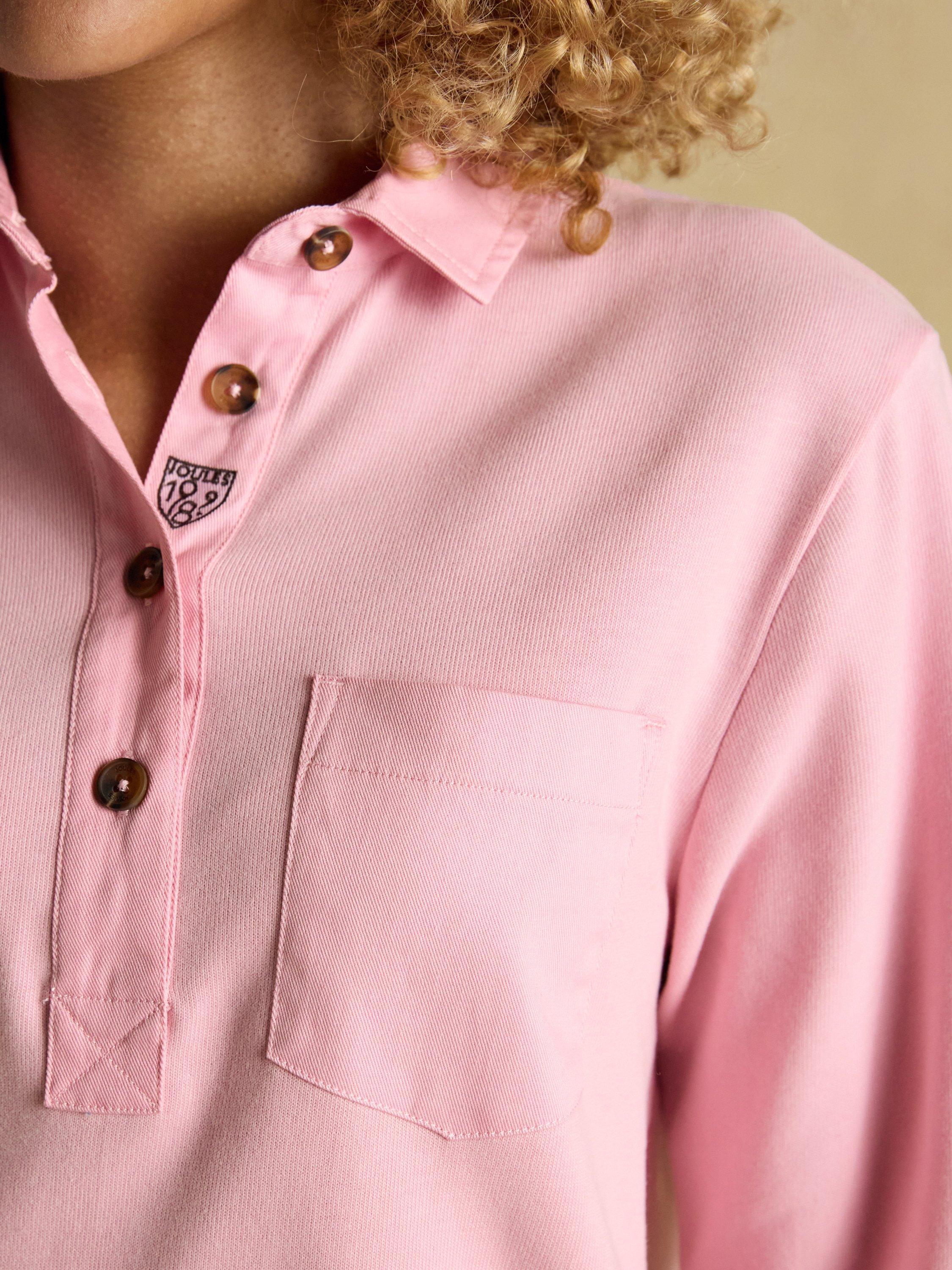 Product image 9 of 10, which shows Joules Long Sleeve Jersey Deck Shirt, Pink, 6
