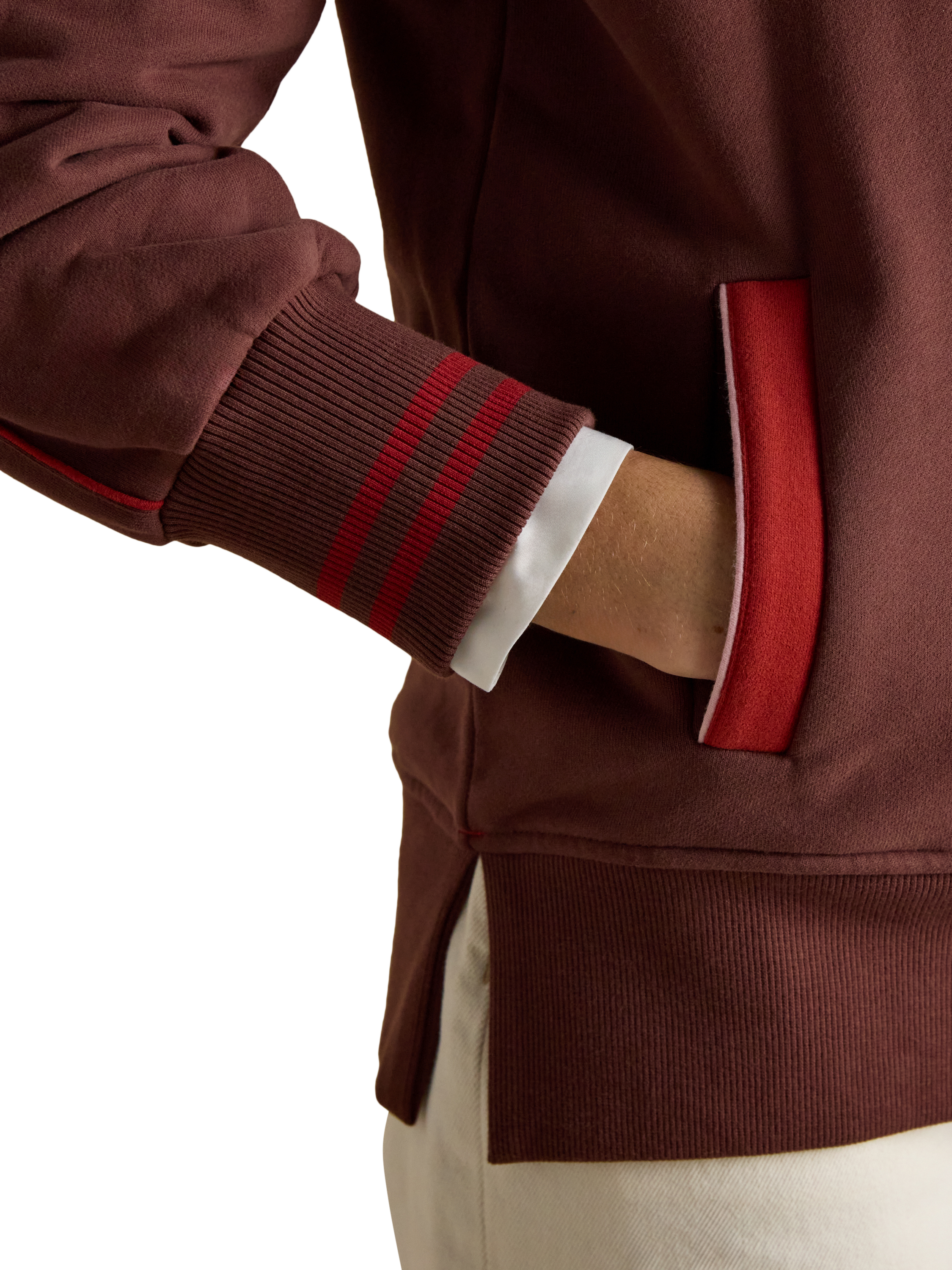 Product image 5 of 8, which shows Joules Funnel Neck Zip Sweatshirt, Chocolate, 6