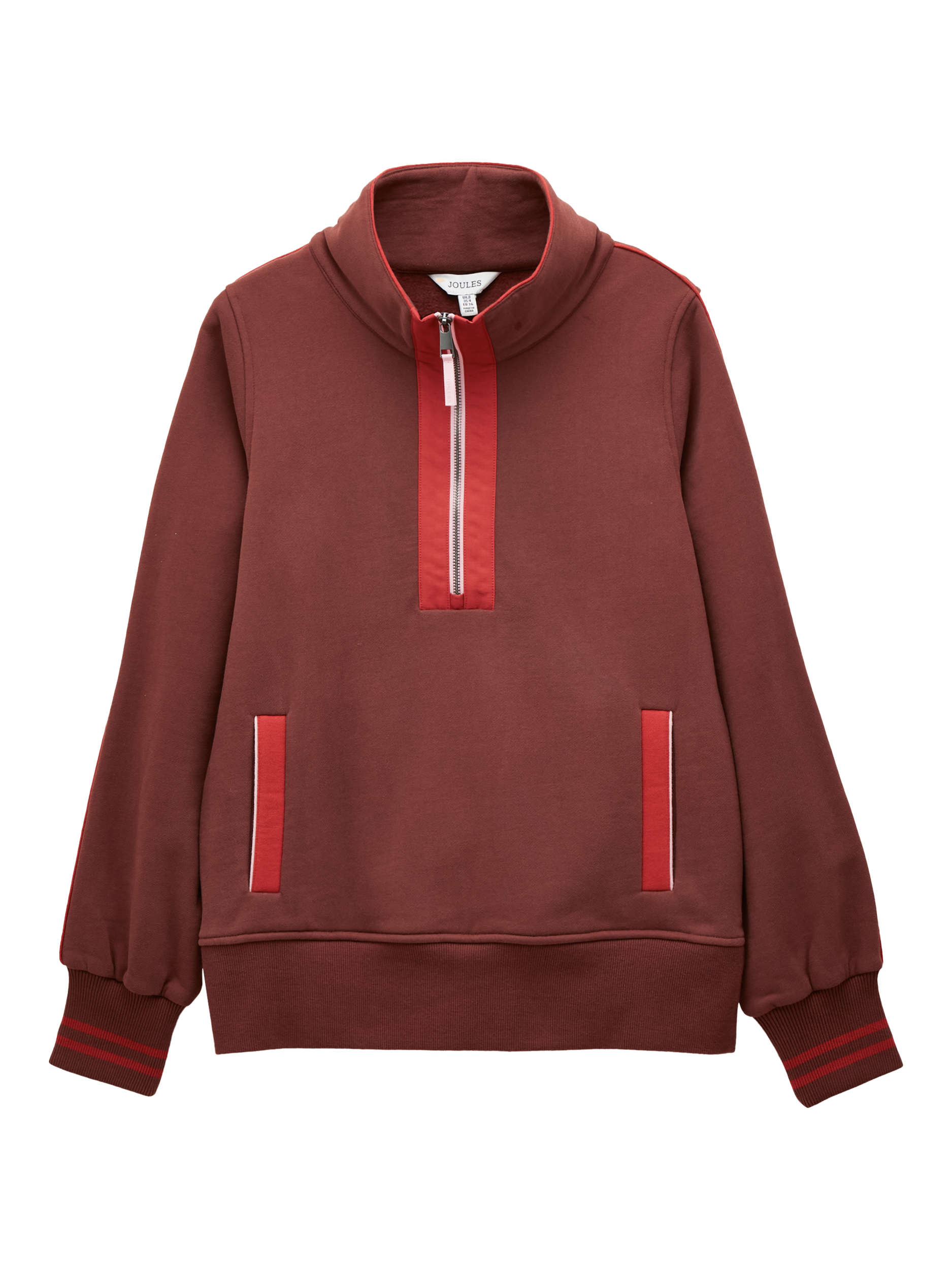 Product image 7 of 8, which shows Joules Funnel Neck Zip Sweatshirt, Chocolate, 6