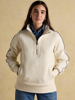 Joules Funnel Neck Zip Sweatshirt, Cream, Cream