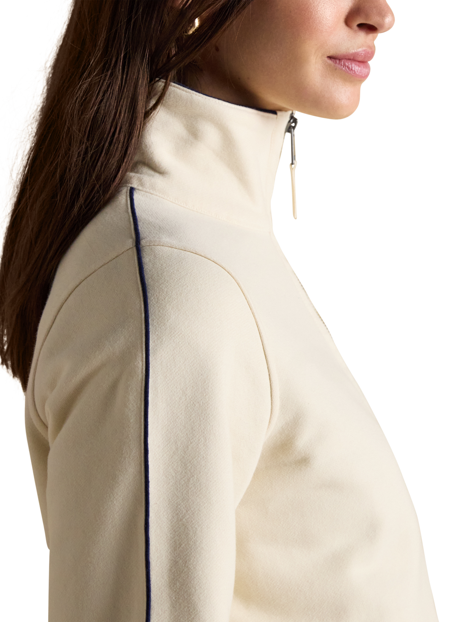 Product image 4 of 8, which shows Joules Funnel Neck Zip Sweatshirt, Cream, 6