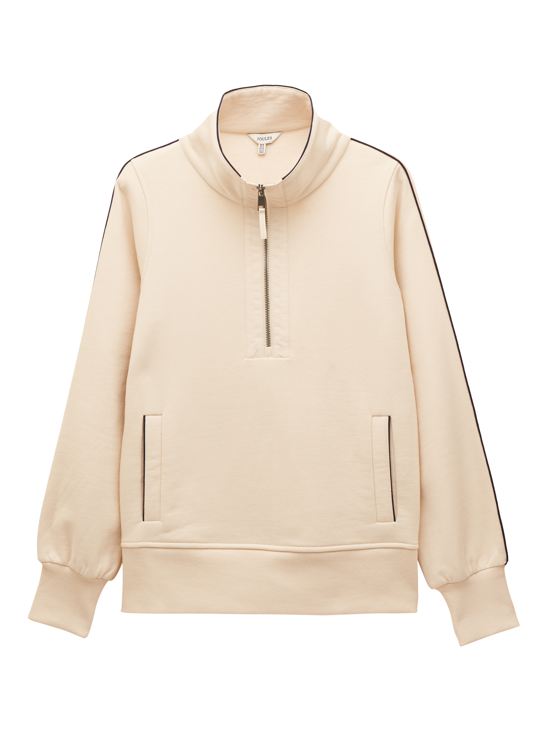 Product image 8 of 8, which shows Joules Funnel Neck Zip Sweatshirt, Cream, 6