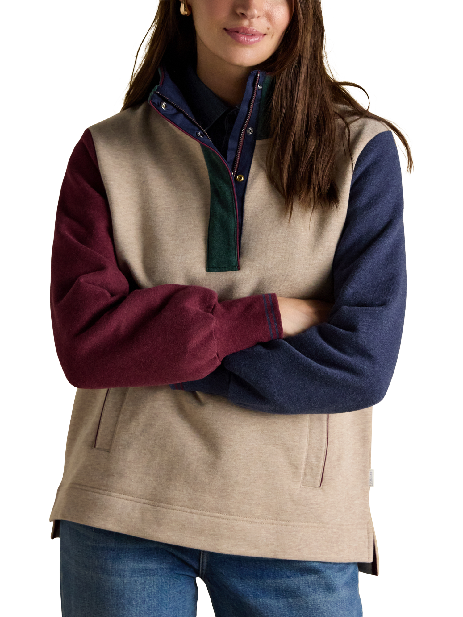 Product image 9 of 9, which shows Joules Hotch Potch Cotton Quarter Zip Sweatshirt, Multi, 6