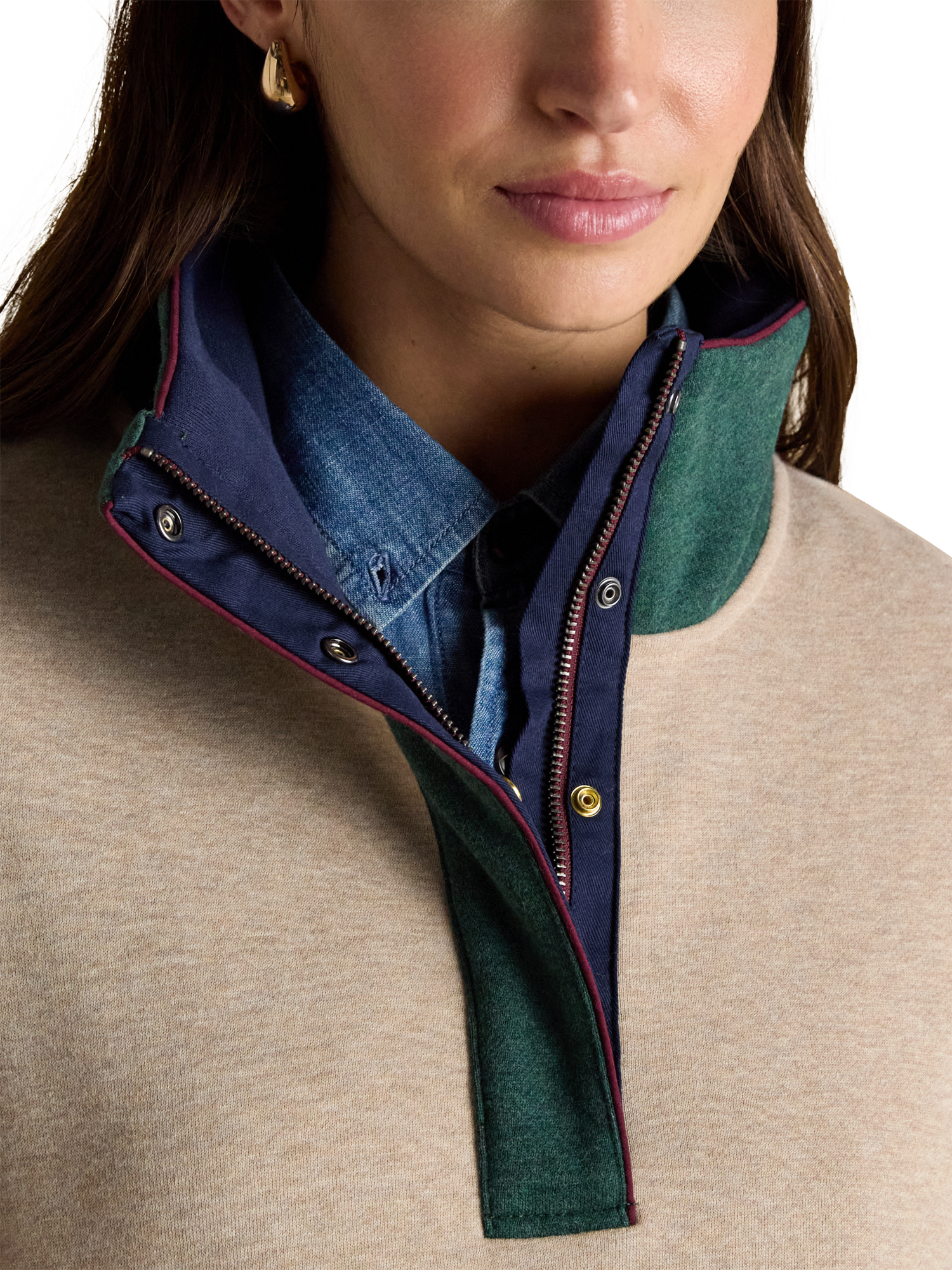 Product image 2 of 9, which shows Joules Hotch Potch Cotton Quarter Zip Sweatshirt, Multi, 6