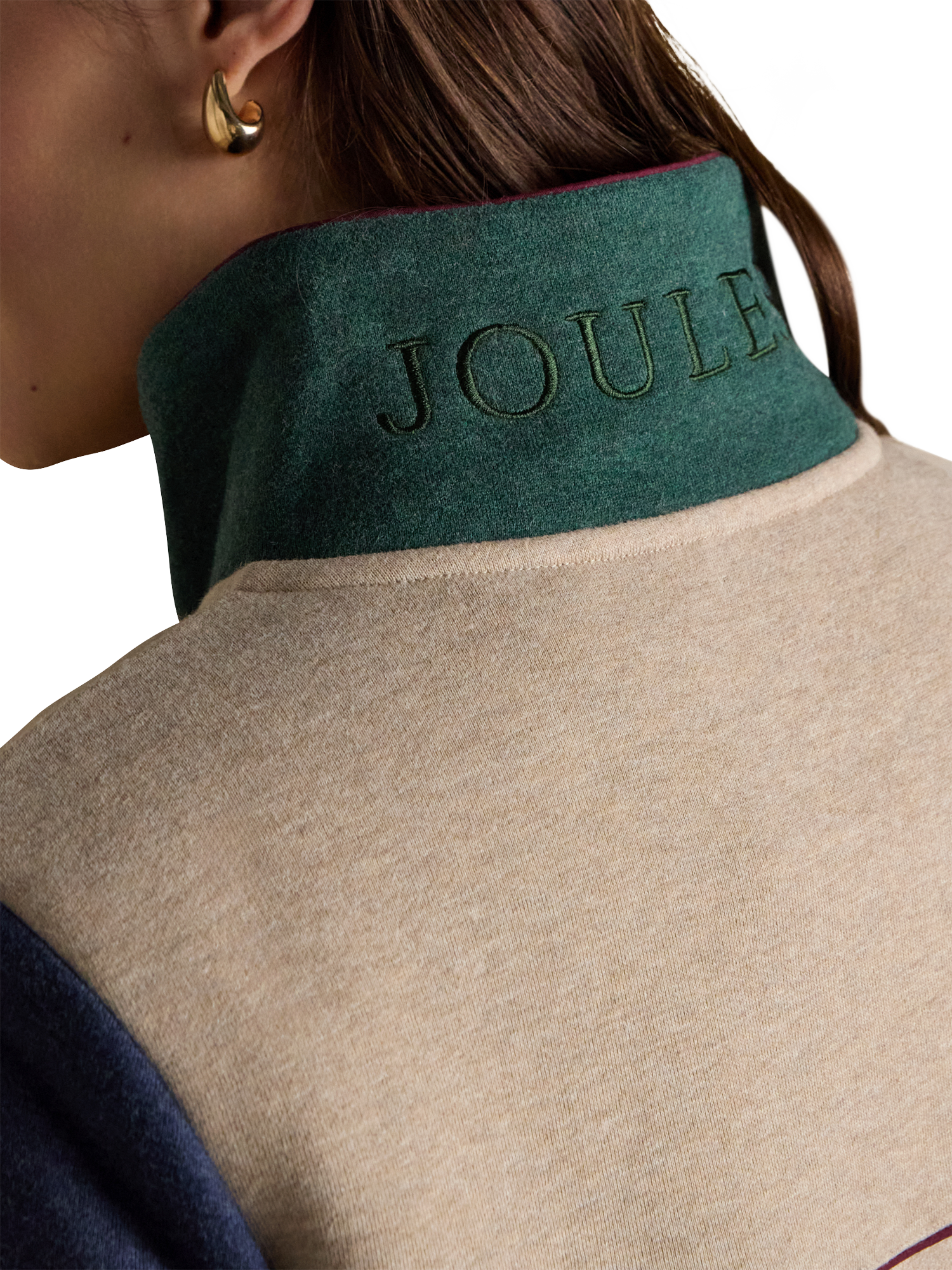 Product image 3 of 9, which shows Joules Hotch Potch Cotton Quarter Zip Sweatshirt, Multi, 6