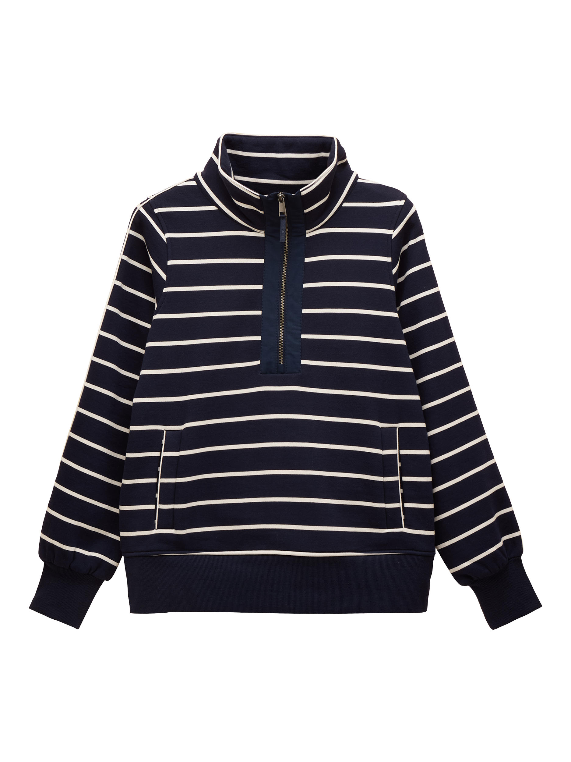 Product image 5 of 10, which shows Joules Stripe 1/4 Zip Sweatshirt, Navy/White, 6