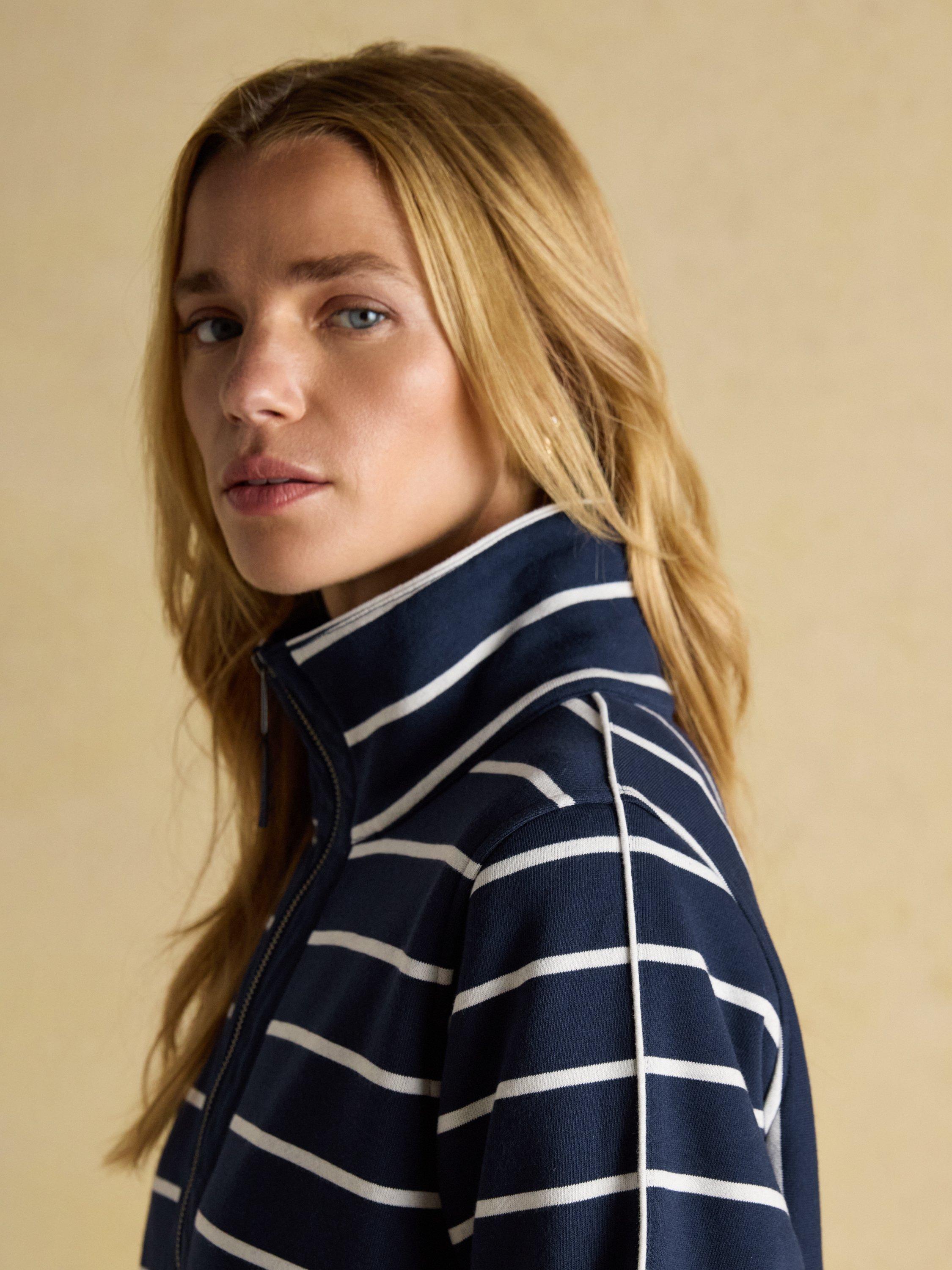 Product image 7 of 10, which shows Joules Stripe 1/4 Zip Sweatshirt, Navy/White, 6