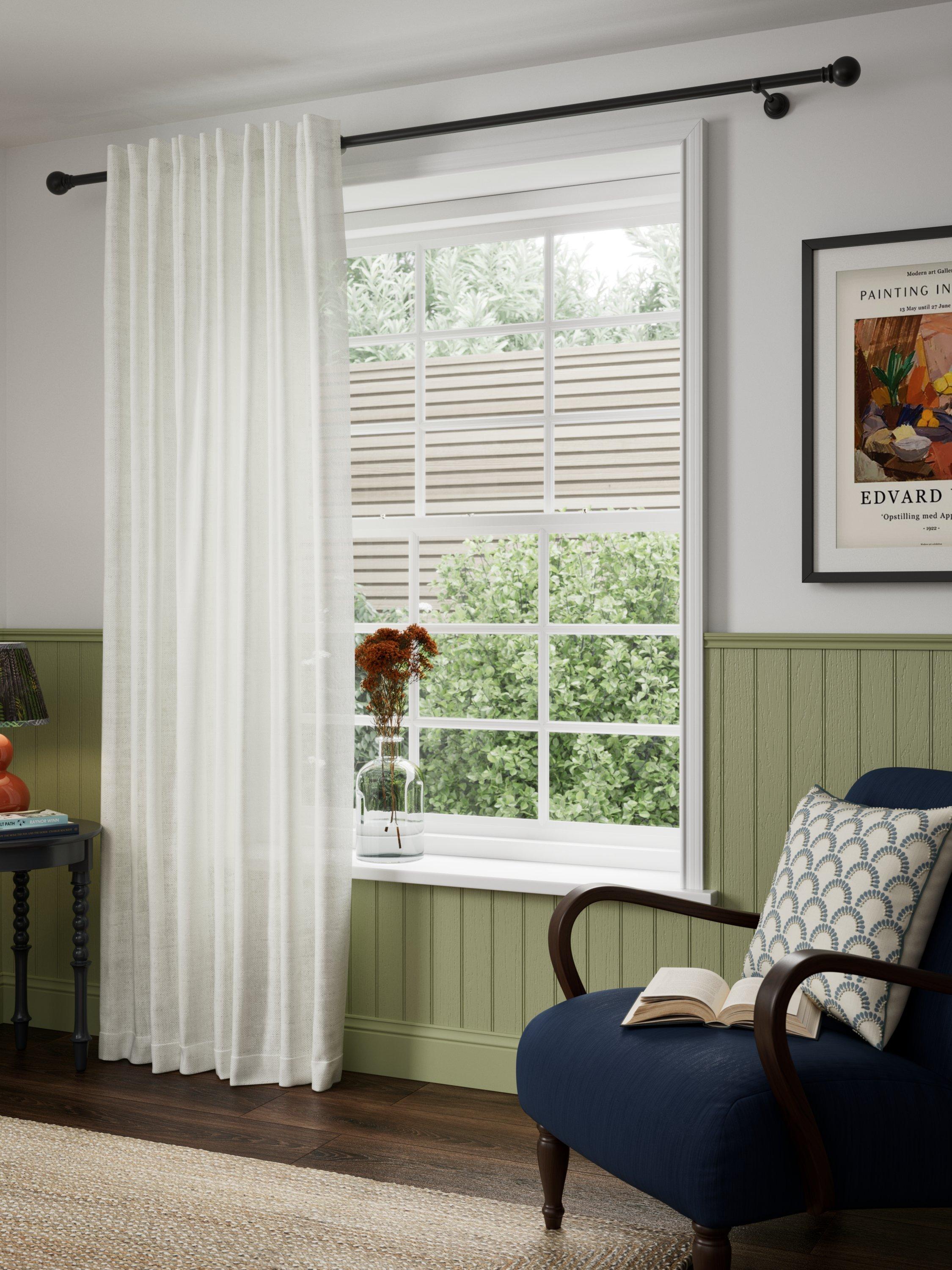 John Lewis Cotton Gauze Slot Top/Hidden Tab Voile Panel, White