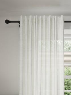 John Lewis Cotton Gauze Slot Top/Hidden Tab Voile Panel, White, White