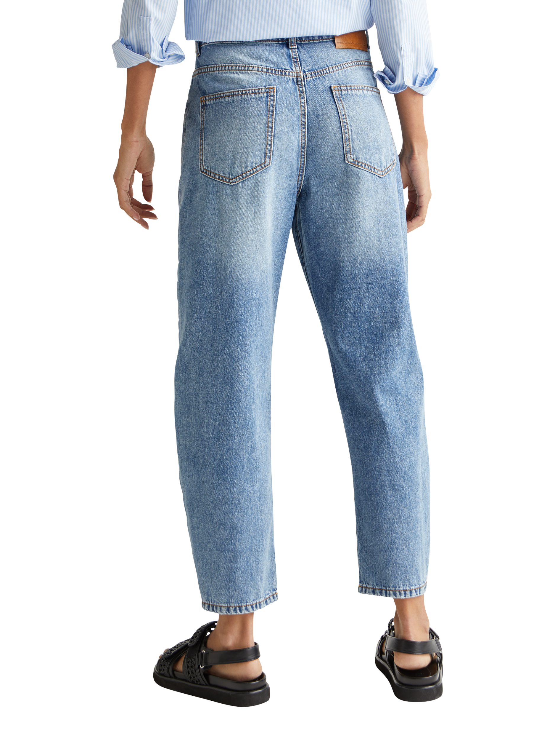Product image 2 of 5, which shows Benetton Cotton Boyfriend Jeans, Blue, 26S