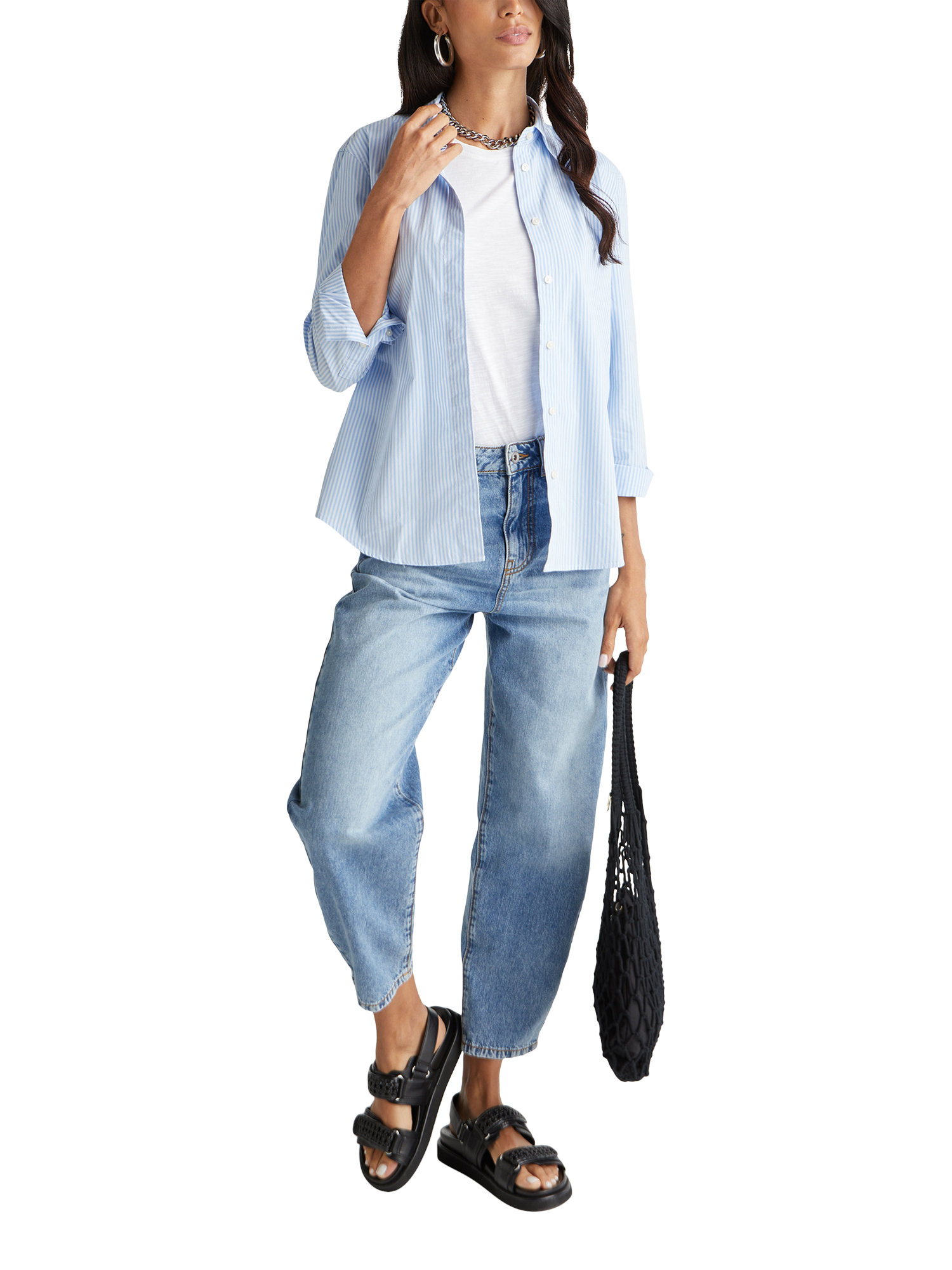 Product image 3 of 5, which shows Benetton Cotton Boyfriend Jeans, Blue, 26S