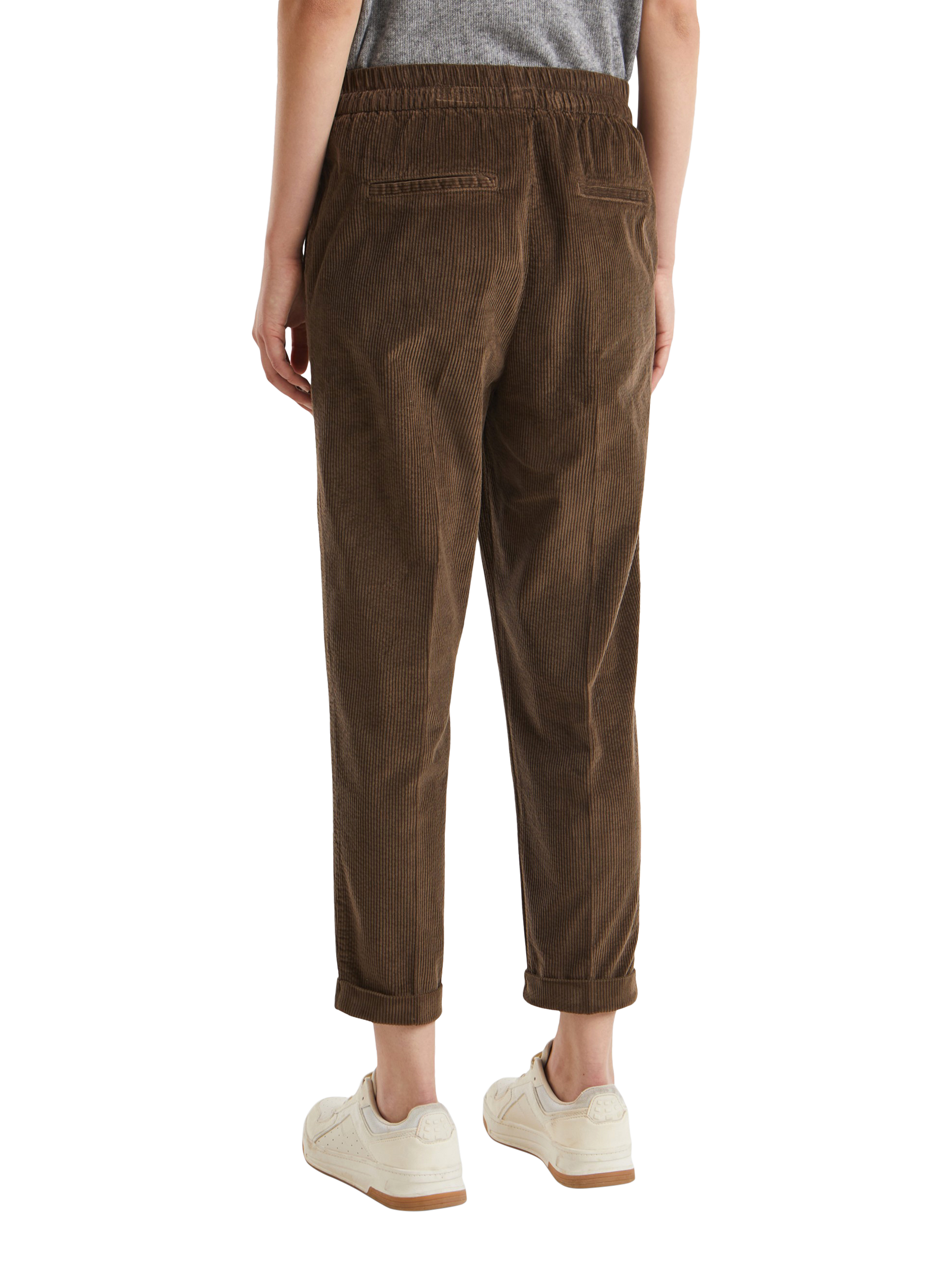 Product image 2 of 5, which shows Benetton Tapered Ankle Trousers, Brown, XS