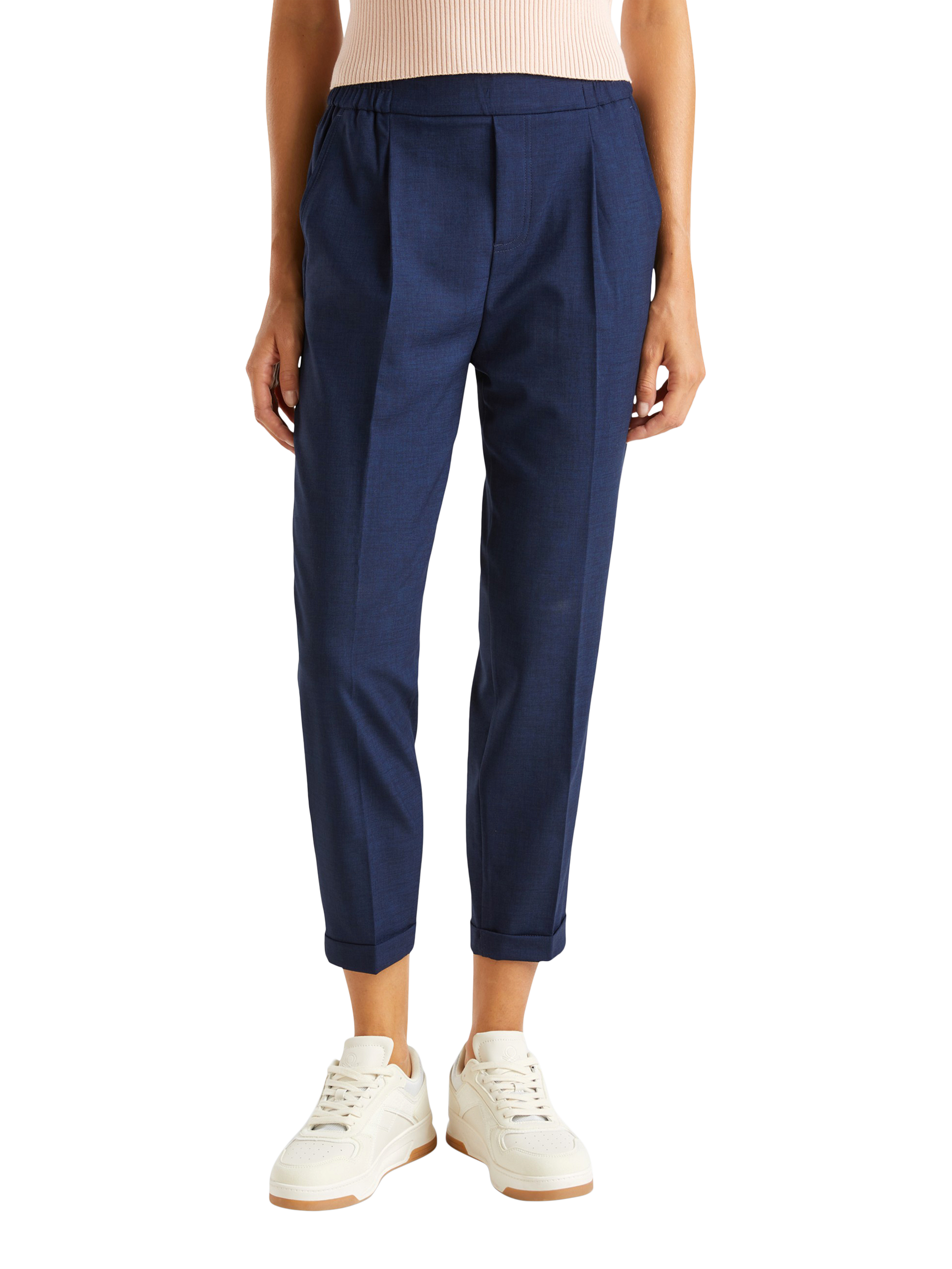 Product image 1 of 5, which shows Benetton Ankle Length Slim Fit Cigarette Pants , Blue, XS