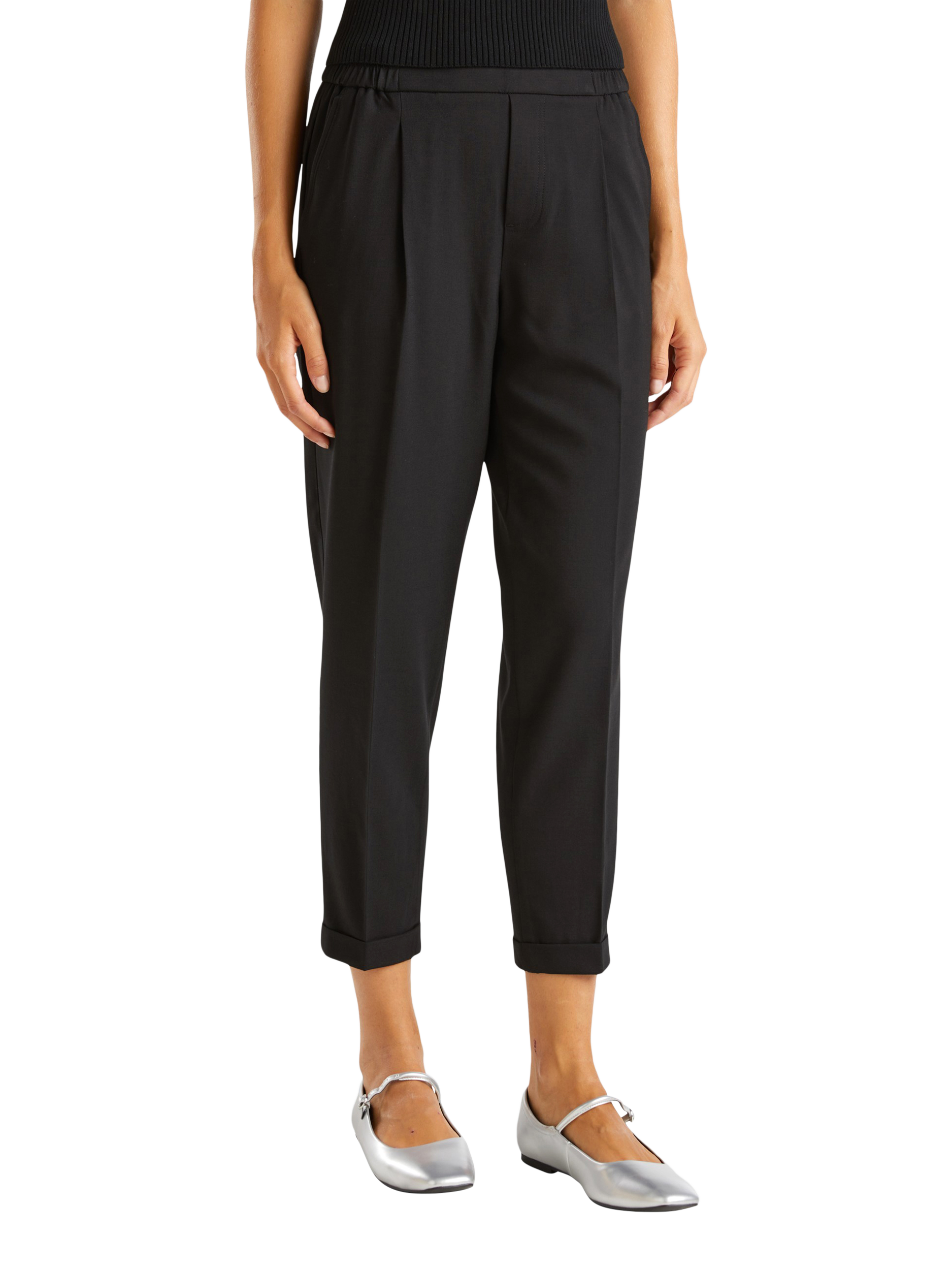 Product image 1 of 5, which shows Benetton Ankle Length Tailored Cigarette Trousers, Black, XS